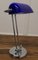 Mid-Century Cobalt and Chrome Glass Library Desk Lamp, 1970s, Image 1