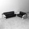 Five-Seater Corner Sofa in Black and Plastic Velvet, 1970s 1