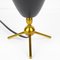 Conical Table Lamp in Black Lacquered Metal and Brass, 1950s 6