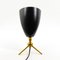 Conical Table Lamp in Black Lacquered Metal and Brass, 1950s 7