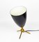Conical Table Lamp in Black Lacquered Metal and Brass, 1950s, Image 1