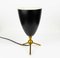 Conical Table Lamp in Black Lacquered Metal and Brass, 1950s 2