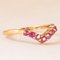 Vintage V Ring in 9K Yellow Gold with Synthetic Rubies, 2000s 6