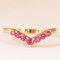 Vintage V Ring in 9K Yellow Gold with Synthetic Rubies, 2000s 1