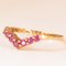 Vintage V Ring in 9K Yellow Gold with Synthetic Rubies, 2000s 2