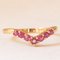 Vintage V Ring in 9K Yellow Gold with Synthetic Rubies, 2000s 7