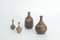 Petits Vases Scandinaves Modernes en Grès Marron par Gunnar Borg pour Höganäs Ceramics, 1960s, Set de 4 1