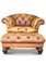 Fauteuil Club & Repose-pieds Chesterfield en Cuir Beige à Boutons Profonds, Design Victorien 4