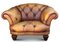 Victorian Design Tan Leather Deep Button Chesterfield Club Chair & Footstool, Image 5