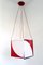 Vintage Italian Cubic Red and White Acrylic Glass and Metal Pendant, 1970s 1