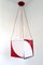 Vintage Italian Cubic Red and White Acrylic Glass and Metal Pendant, 1970s, Image 1