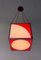 Vintage Italian Cubic Red and White Acrylic Glass and Metal Pendant, 1970s 4