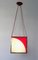 Italienische Vintage Hängelampe aus Acrylglas & Metall in Rot & Weiß, 1970er 3