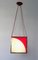 Vintage Italian Cubic Red and White Acrylic Glass and Metal Pendant, 1970s 3