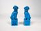 Figuras de perro Foo chinas pequeñas de cerámica esmaltada sobre pedestales, años 60. Juego de 2, Imagen 1