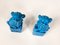 Petites Figurines de Chien Foo en Céramique Émaillée Turquoise sur Plinthes, Chine, 1960s, Set de 2 6