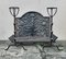 Large 18th Century Heavy Iron Fire Back, Andirons and Grate, Set of 4 1