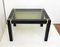Small Vintage Coffee Table in Black Lacquered Wood & Gold Metal, Smoked Glass Tray, 1970s 1