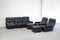 Living Room Suite Leather Sofa, 2 Lounge Chairs, and 2 Ottomans from Profilia, 1970s, Set of 5 1