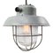 Vintage Industrial Grey Metal Clear Frosted Glass Pendant Light, Image 2