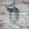 Vintage Industrial Blue Rust Iron Clear Stripe Glass Pendant Lights, Image 5