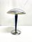 Lampada da tavolo con stelo blu, base in acciaio inossidabile e calotta con luci, Immagine 2