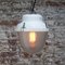 Lampe à Suspension Industrielle Vintage en Verre Givré et Fer Blanc 4