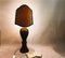 Large Portuguese Carved Wood and Half Shade Handmade Buffet Table Lamp, 1960s 2