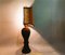 Large Portuguese Carved Wood and Half Shade Handmade Buffet Table Lamp, 1960s 4