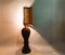 Large Portuguese Carved Wood and Half Shade Handmade Buffet Table Lamp, 1960s, Image 4