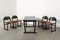 Dining Set with Leather Chairs, 1970s, Set of 5 3