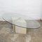 Table Basse Ovale en Verre sur Travertin et Socle en Laiton, 1980s 4