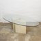 Glass Topped Oval Coffee Table on Travertine and Brass Base, 1980s, Image 6