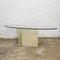 Glass Topped Oval Coffee Table on Travertine and Brass Base, 1980s 9