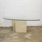 Table Basse Ovale en Verre sur Travertin et Socle en Laiton, 1980s 9