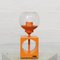 Vintage Space Age Kerzenhalter aus orangefarbenem Metall & Glas, 1970er 3