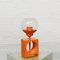 Vintage Space Age Candleholder in Orange Metal and Glass, 1970s 1