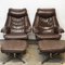 Norwegian Lounge Chairs with Footstools in Brown Leather from Skoghaus Industri, 1960s, Set of 4, Image 10