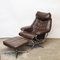 Norwegian Lounge Chairs with Footstools in Brown Leather from Skoghaus Industri, 1960s, Set of 4 7