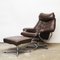 Norwegian Lounge Chairs with Footstools in Brown Leather from Skoghaus Industri, 1960s, Set of 4, Image 1