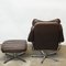 Norwegian Lounge Chairs with Footstools in Brown Leather from Skoghaus Industri, 1960s, Set of 4 8