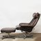 Norwegian Lounge Chairs with Footstools in Brown Leather from Skoghaus Industri, 1960s, Set of 4 6