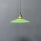 Green Enamel Hanging Lamp with Brass Fixture 2