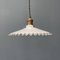 French White Opaline Glass Hanging Lamp with Cartel Edge, 1920s 1