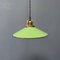 Green Enamel Hanging Lamp with Brass Fixture, Image 1