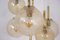Kaskadenlampe aus Messing mit Bernsteinfarbenen Kugelschirmen, 1950er 8