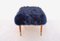 Footstool with Faux Fur Seat, 1940s 2