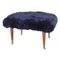 Footstool with Faux Fur Seat, 1940s 1