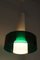 Lámpara colgante italiana de dos piezas de vidrio opalino blanco y verde transparente, años 60, Imagen 14