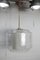 Lampadario doppio in vetro soffiato opalino in ottone e rame, anni '30, Immagine 1